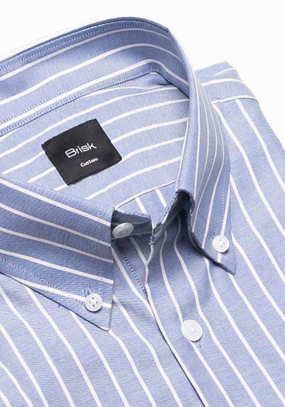 Blueish Grey Chambray Performance Stretch Stripes Shirt