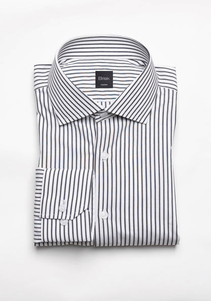 Black Comfort Stretch Stripes Shirt