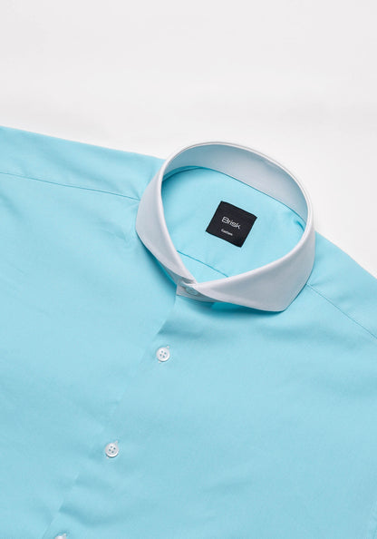 Crisp Turquoise Poly-Stretch Structured Shirt