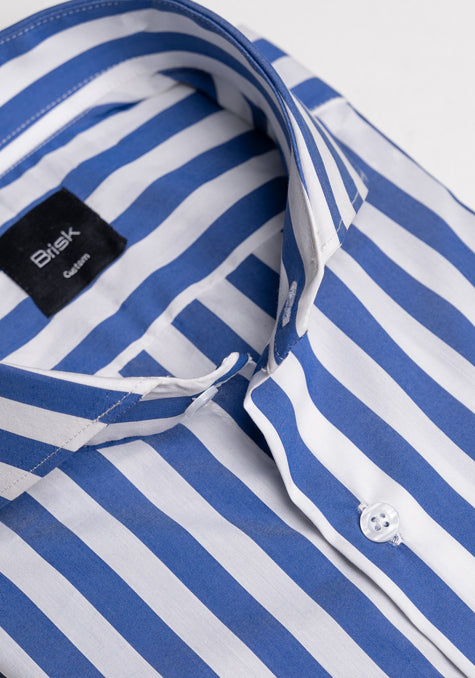 Royal Blue Bold Performance Stretch Stripes Shirt - SALE