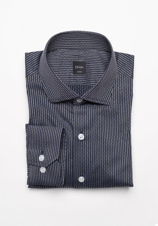 Navy Blue Structured Stripes Shirt