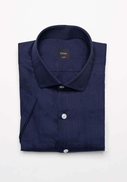 Midnight Blue Jacquard Crisp & Airy Shirt