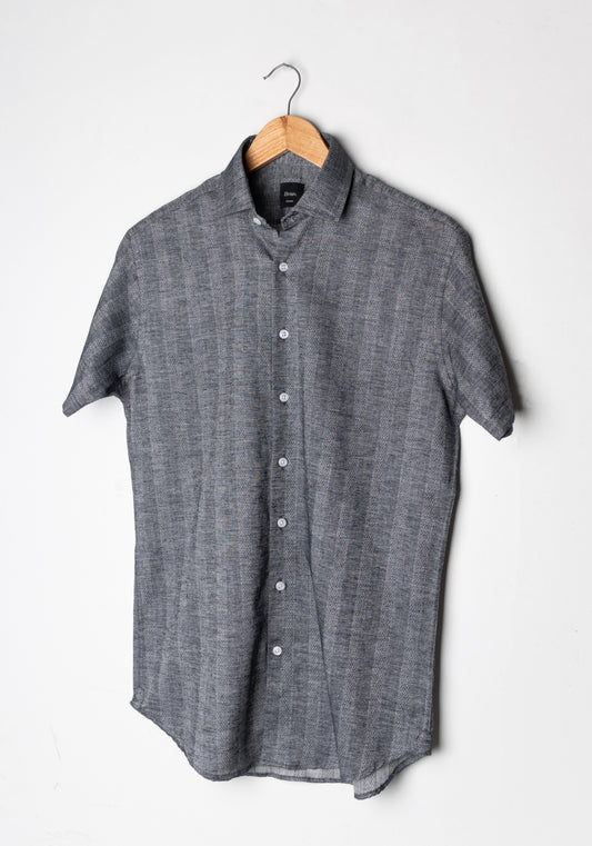 Bold Charcoal Stripes Light-weight Shirt - Half Sleeves