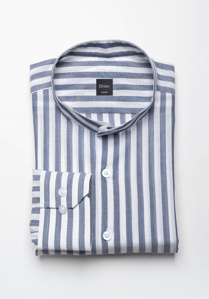 Bold Grey Sheer Cotton Summer Stripes Shirt