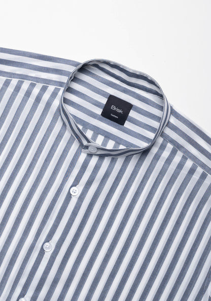 Bold Grey Sheer Cotton Summer Stripes Shirt