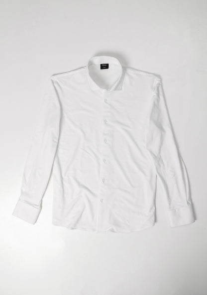 White Feather Soft Piqué Shirt - Cut Away Collar With Hidden Button Down