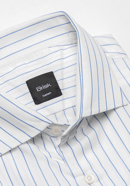 Blue on White Pencil Stripes Shirt - Half Sleeves - Sale