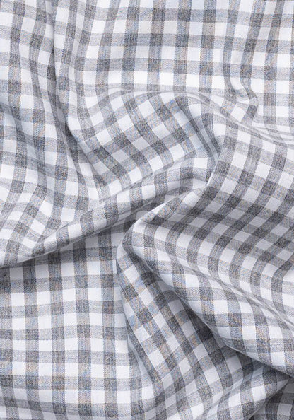 Melange Grey Peached Soft Gingham - Wrinkle Resistant