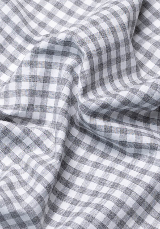 Melange Grey Peached Soft Gingham - Wrinkle Resistant