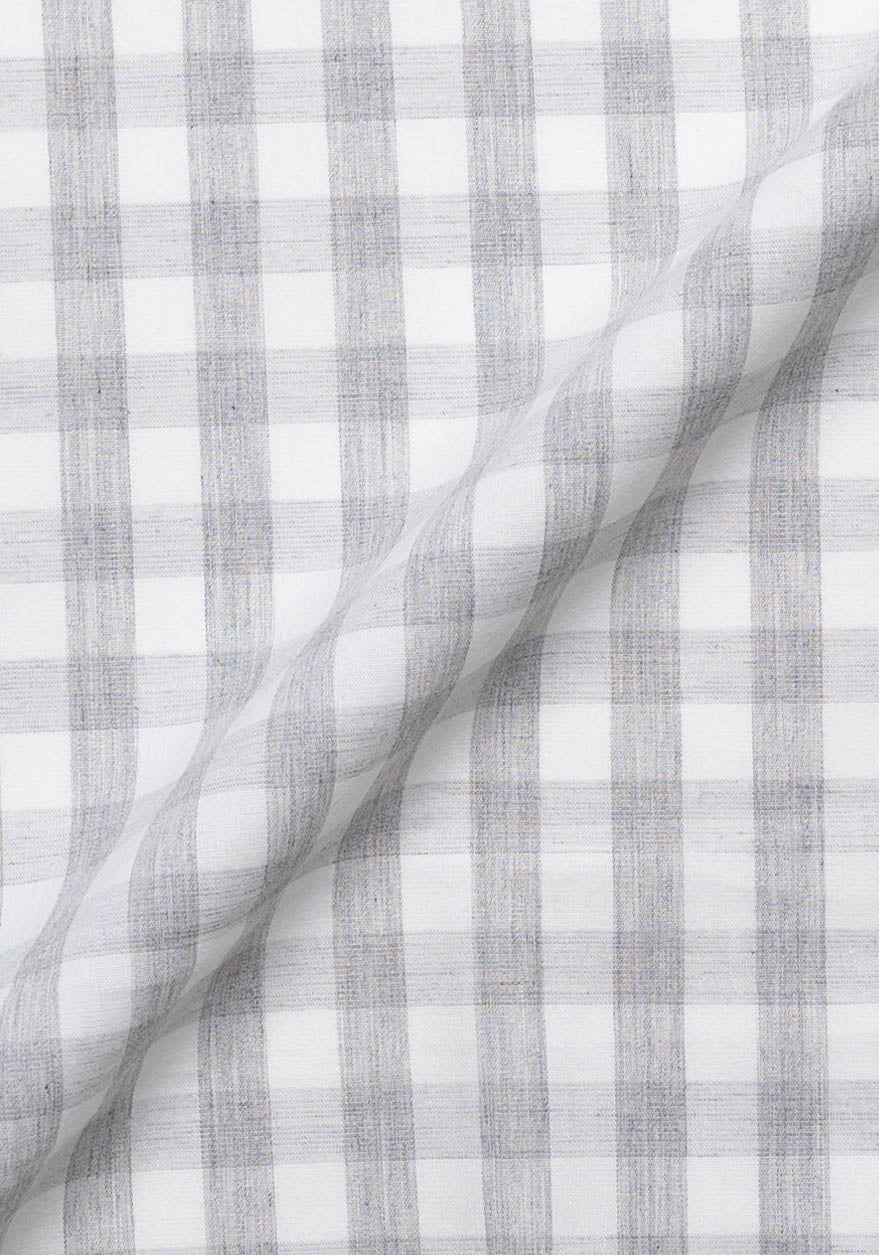 Soft Grey Melange Bold Gingham Stretch