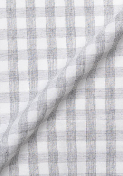 Soft Grey Melange Bold Gingham Stretch