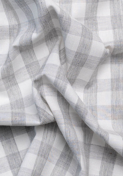 Soft Grey Melange Bold Gingham Stretch