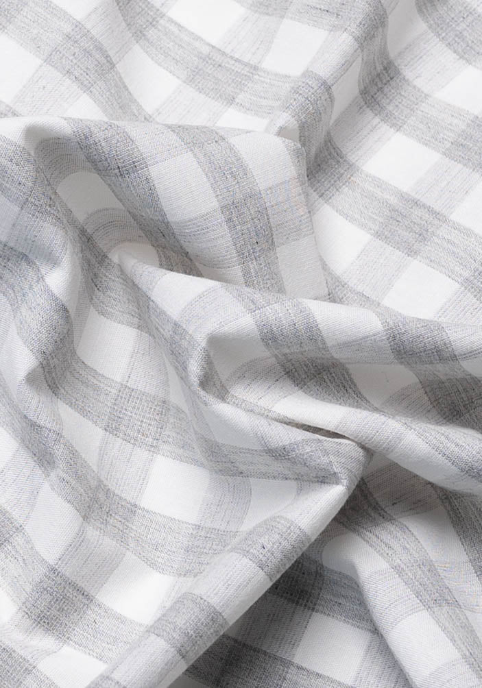 Soft Grey Melange Bold Gingham Stretch