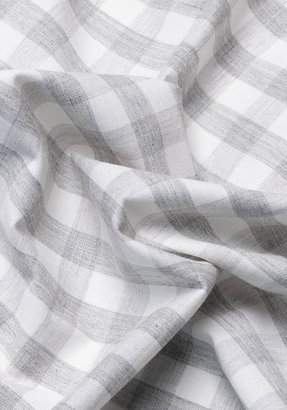 Soft Grey Melange Bold Gingham Stretch