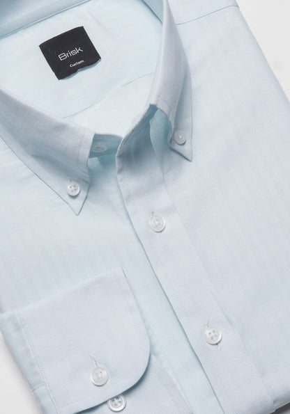 Aqua Cotton Linen Soft Stripes Shirt