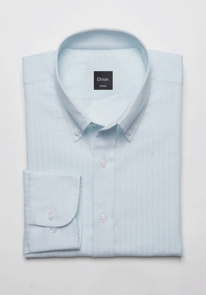 Aqua Cotton Linen Soft Stripes Shirt