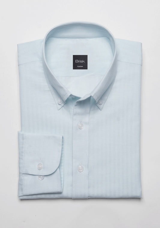 Aqua Cotton Linen Soft Stripes Shirt