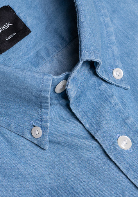 SUMMER DENIM LIGHT WASH - HALF SLEEVES BUTTON DOWN COLLAR