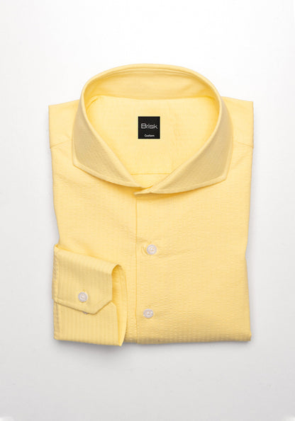 Yellow Seersucker Stripes Shirt - Extreme Collar - SALE