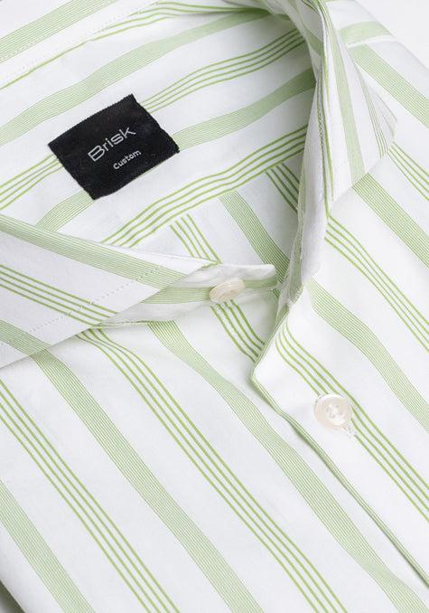 Pastel Green Stretch Stripes Shirt - Sale