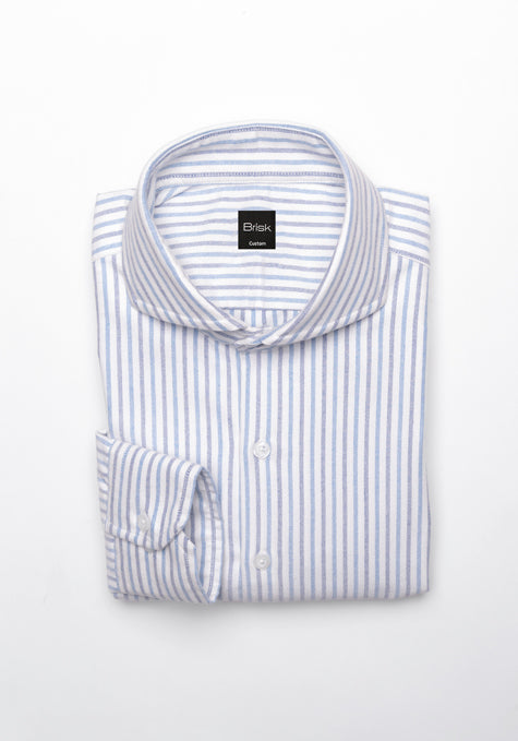 Dual Blue Oxford Stripes Shirt - Wrinkle Resistant - SALE