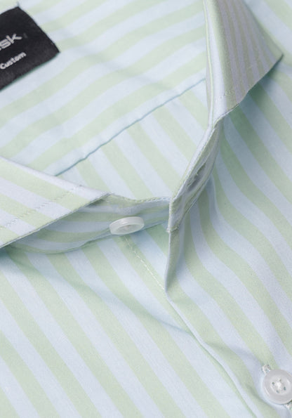 Light Weight Mint Green Tencel Stripes Shirt - SALE