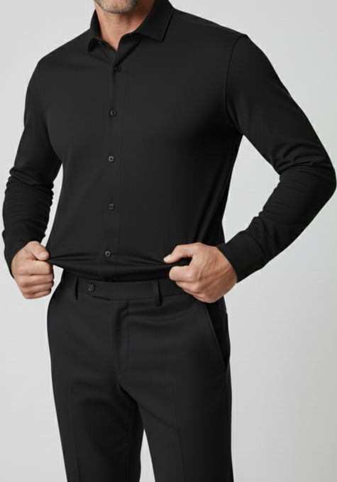Jet Black Tech Performance Jersey Shirt - 4 Way Stretch
