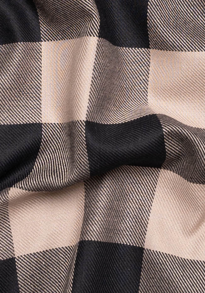 Black Beige Bold Boxes Heavy Flannel-1