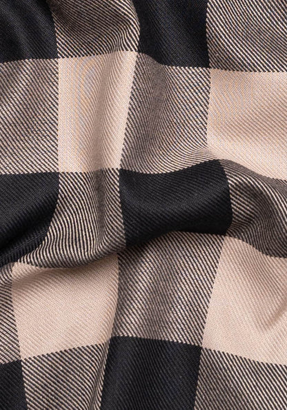 Black Beige Bold Boxes Heavy Flannel-1