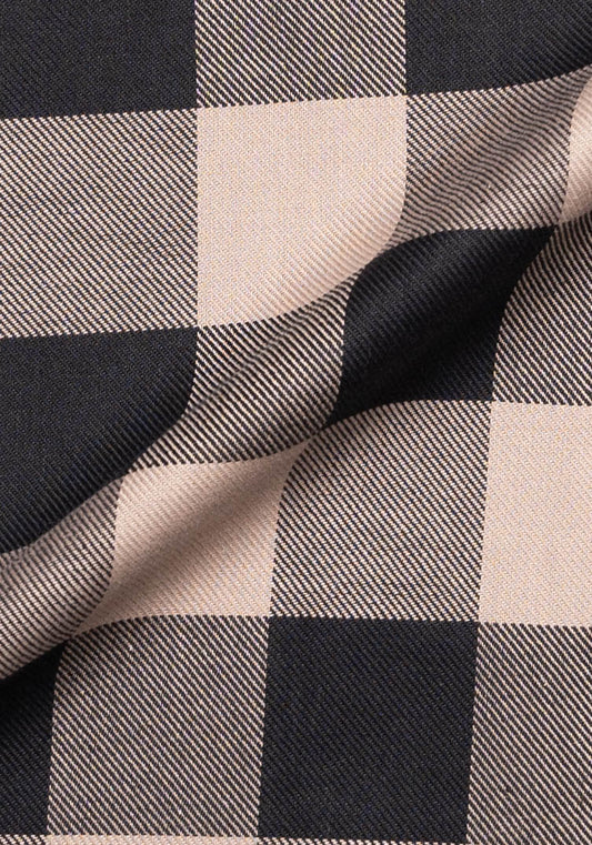 Black Beige Bold Boxes Heavy Flannel