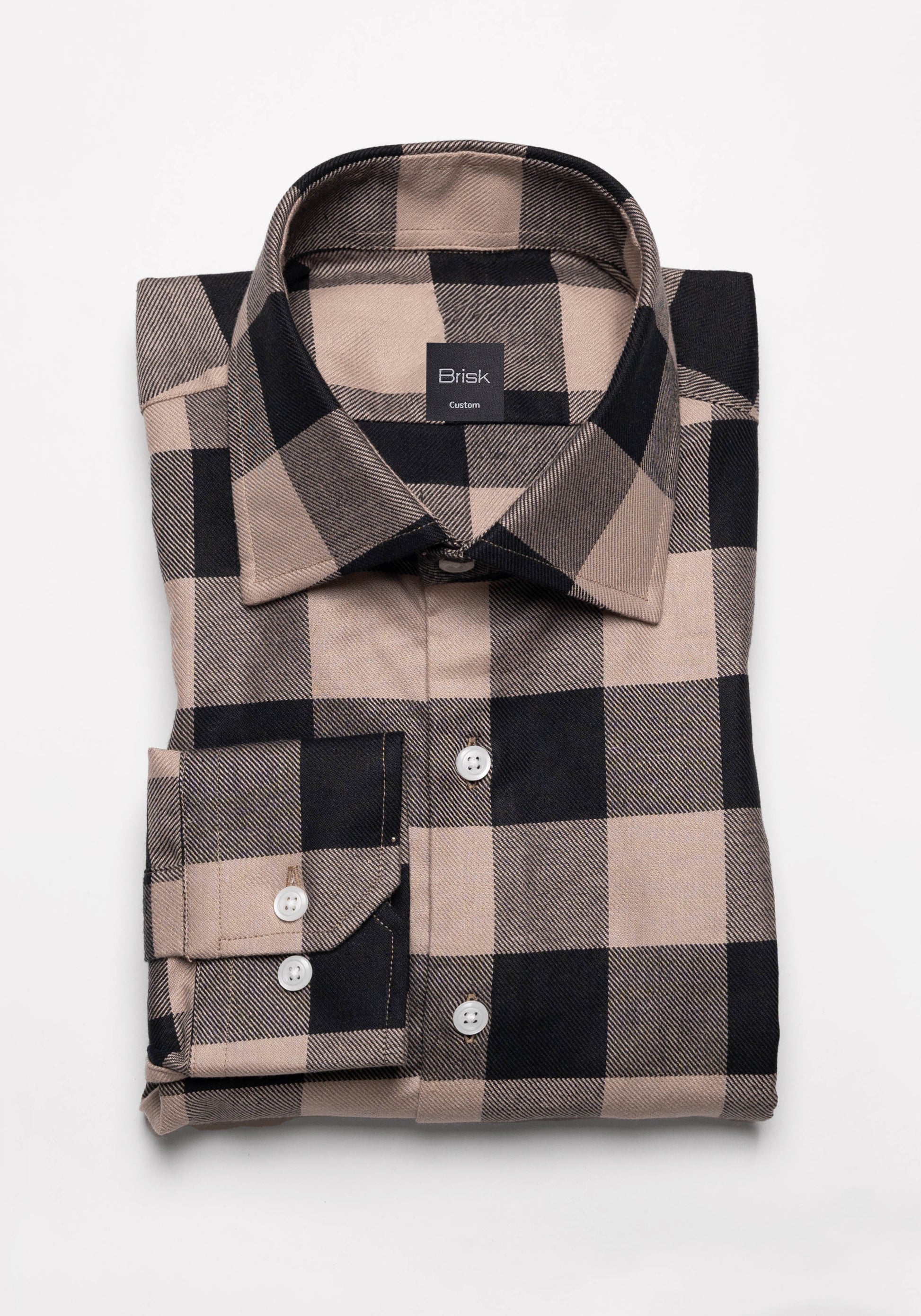 Black Beige Bold Boxes Heavy Flannel Shirt