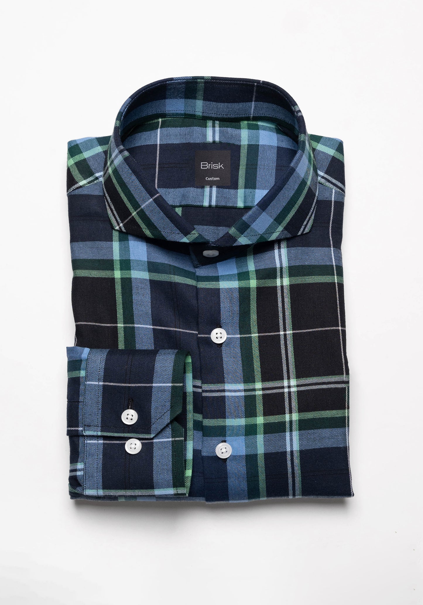Black Blue Green Plaid Light Weight Flannel Shirt