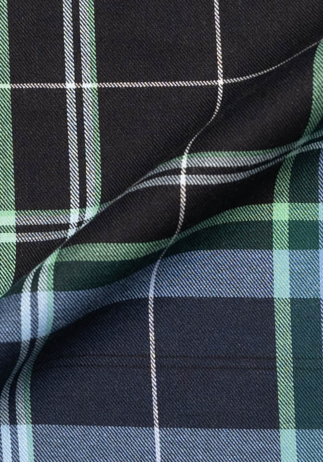 Black Blue Green Plaid Lightweight Flannel