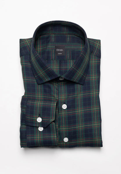 Blue Green Tartan Poly/Cotton Shirt