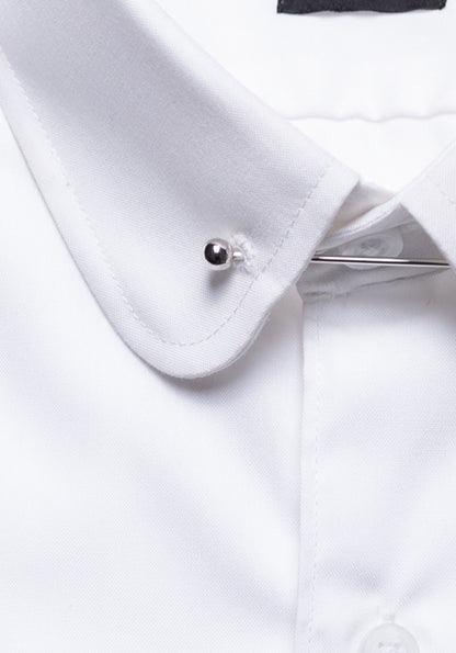 WHITE CLUB COLLAR SHIRT - PIN COLLAR