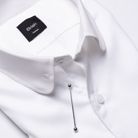 WHITE CLUB COLLAR SHIRT - PIN COLLAR