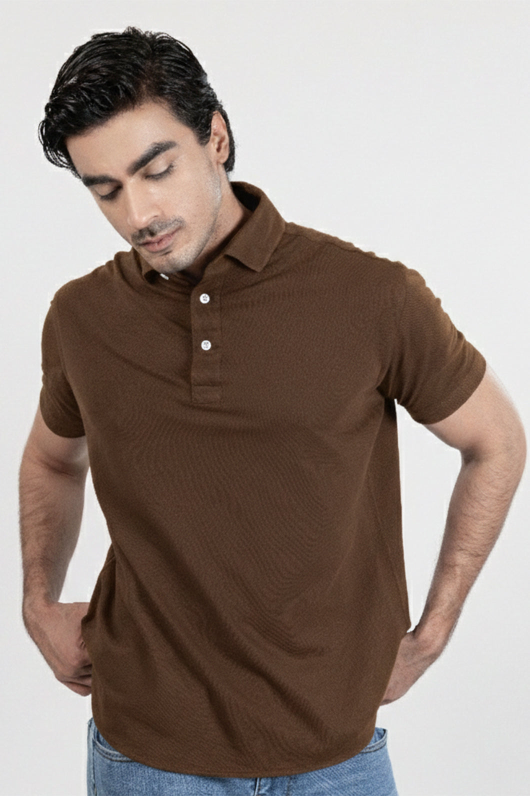 Brown Feather Soft Piqué Half Sleeve Polo Shirt-2