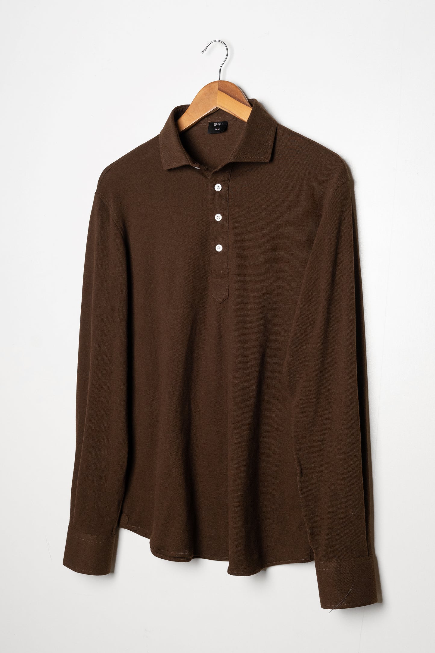 Brown Feather Soft Piqué Popover Full Sleeve Polo Shirt-2