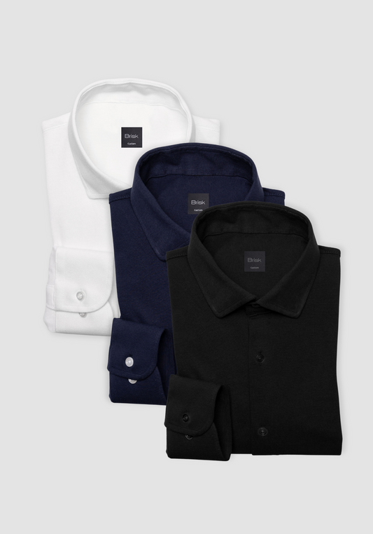 3 Pack Bundle - Feather Soft Piqué Knit Shirts