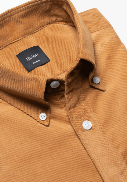 Camel Fine Wale Corduroy Shirt - Button Down