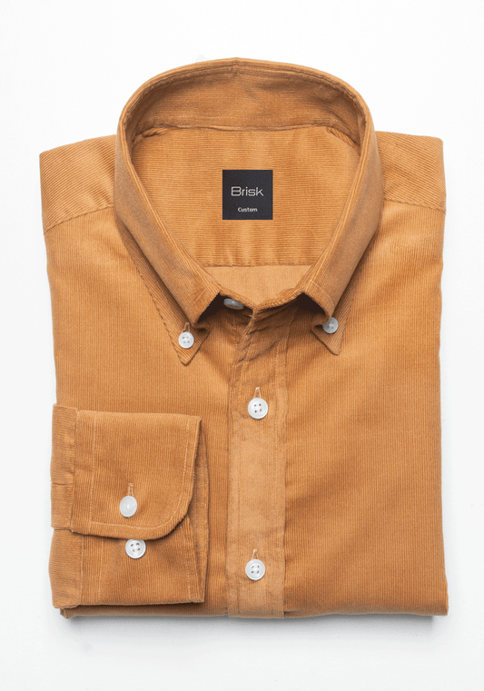 Camel Fine Wale Corduroy Shirt - Button Down