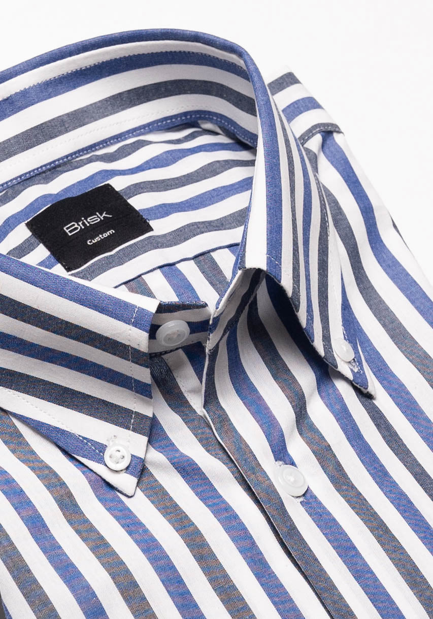 Chambray Blue Multi Stripes Shirt-1