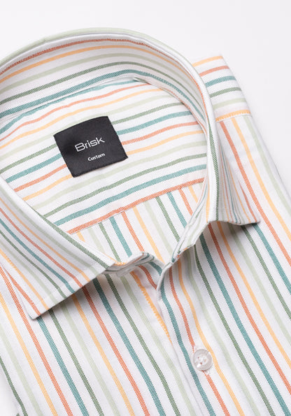 Crisp Multi-Color Poly Pinpoint Stripes Shirt - Sale