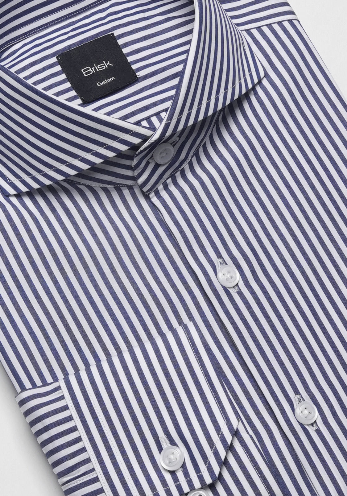 Crisp Navy 2-Ply Stripes Shirt