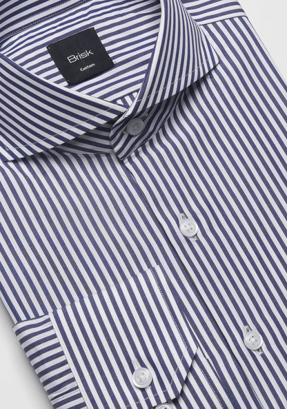 Crisp Navy 2-Ply Stripes Shirt