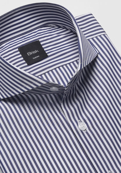 Crisp Navy 2-Ply Stripes Shirt
