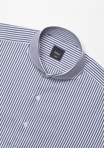 Crisp Navy 2-Ply Stripes Shirt