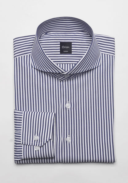 Crisp Navy 2-Ply Stripes Shirt