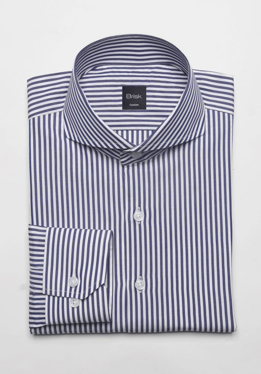 Crisp Navy 2-Ply Stripes Shirt