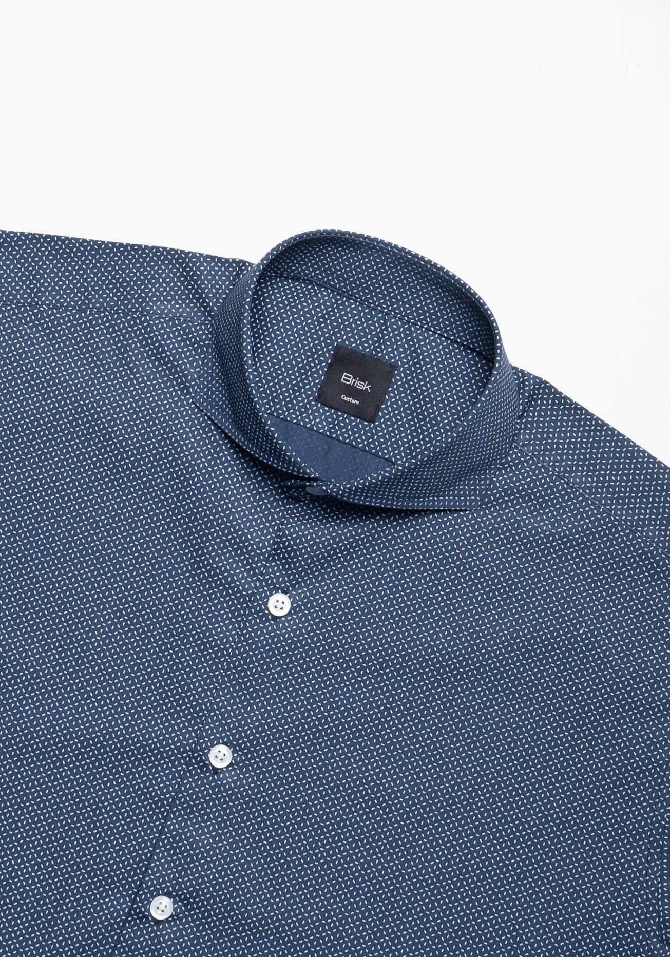 Crisp Navy Blue Print Shirt Wrinkle-Resistant